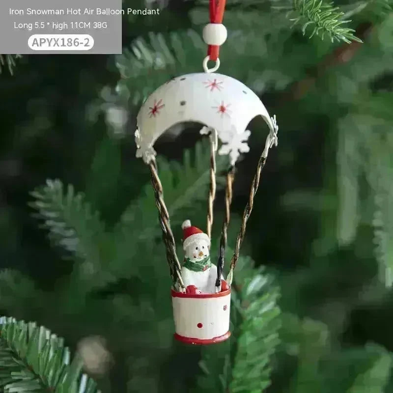 Nordic Iron Christmas Hot Air Balloon Parachute Pendant Creative Decorations Tree Charms Hangings - EX-STOCK CANADA