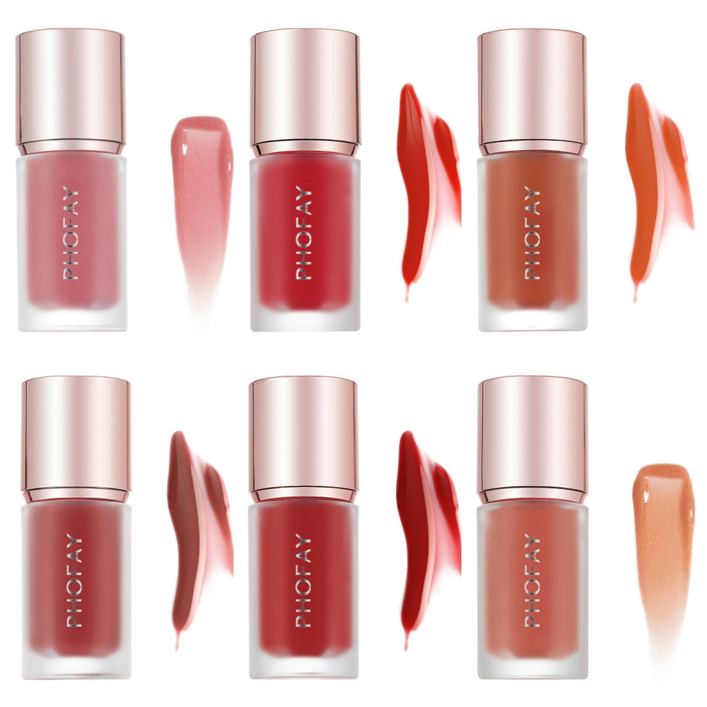 Set of Phoshay lipsticks with visible shades on a white background