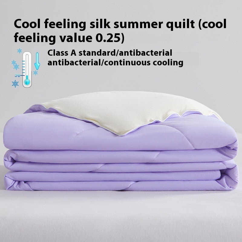 Pure Color Cool Silk Summer Blanket Airable Cover Single Double Summer Ice Cream Ice Silk Summer Quilt Machine Washable Thin Duvet EX-STOCK Canada 