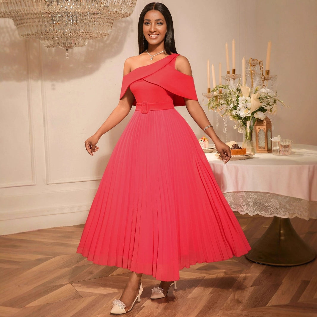 Dinner Party Fashion Slim Fit Temperament Waist-controlled Pleated Dress EX-STOCK Canada 