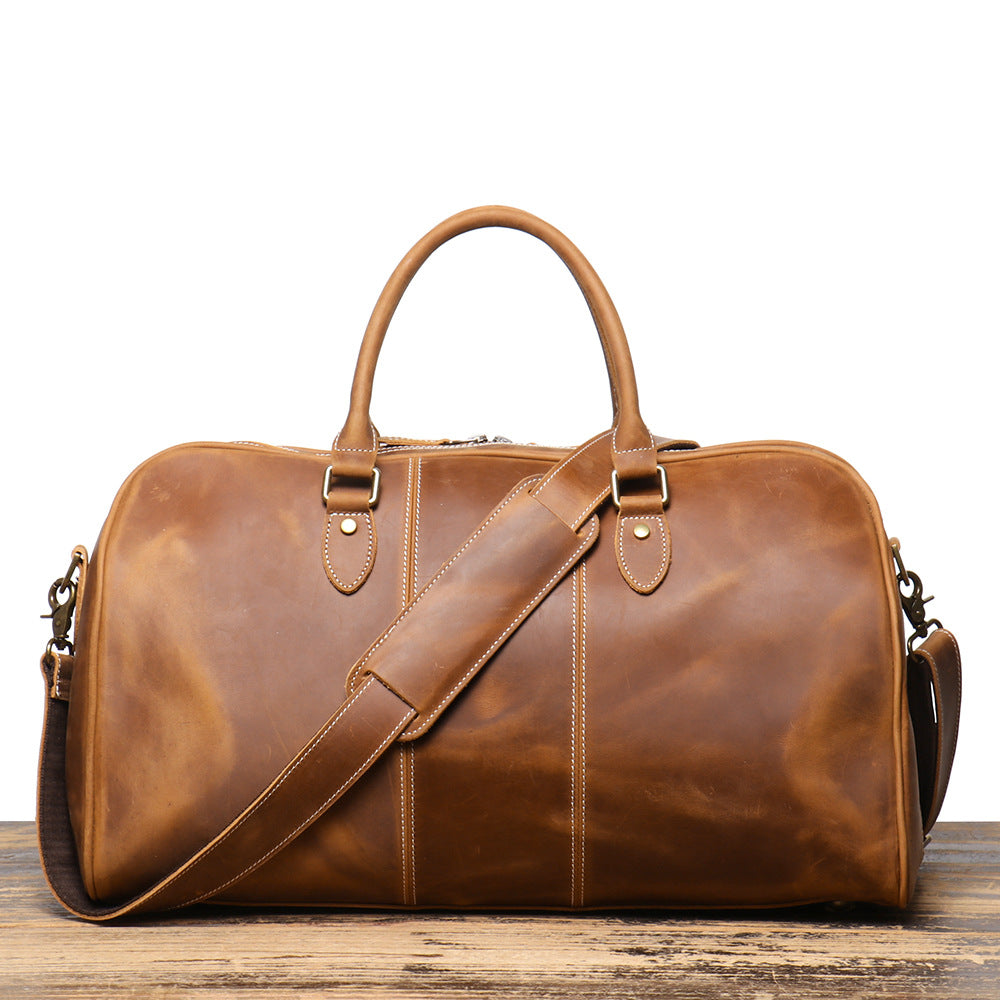 Retro New Men's Genuine Leather Portable Travel Bag | EX-STOCK Canada 