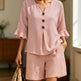 Women's Two-Piece Shorts Suit – V-Neck Ruffle Top & Short Pant Set