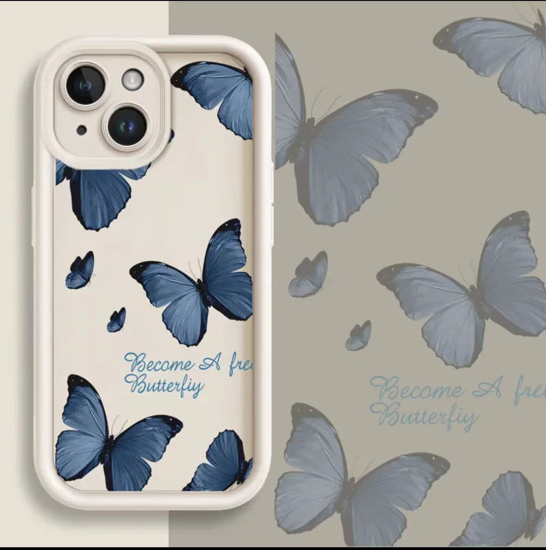 Blue Butterfly Printed Edging Drop-resistant Phone Case EX-STOCK Canada 
