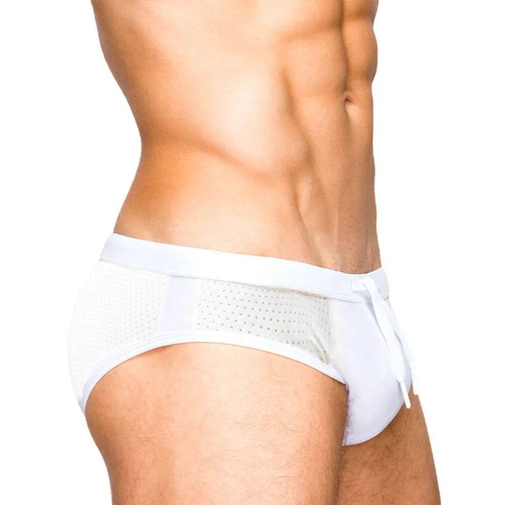 Mesh Stitching White Swim Briefs Boxer underwear men - EX-STOCK Canada