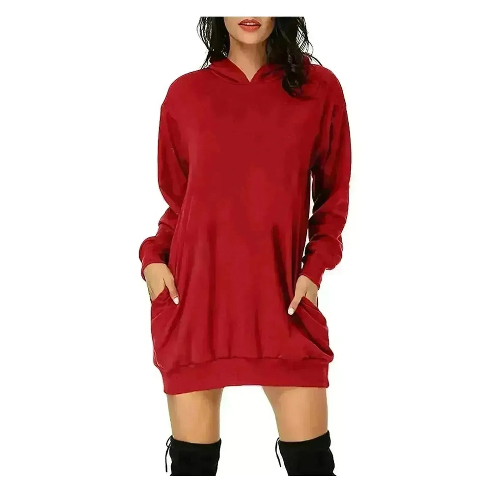Women Solid Color Hat Dress Sweater Loose Feature Long Sleeves - EX-STOCK CANADA