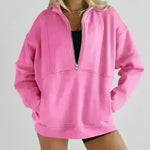 Women's Half Zipper Pocket Fashion Casual Exercise Oversized Sweatshirt Pullover - EX-STOCK CANADA