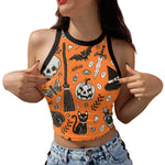 Halloween Printed Skeleton Skull Vest crop Top For Women - EX-STOCK CANADA
