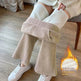 All-matching Straight Casual Fleece And Thick Slightly Flared Wide-leg trouser Pants For Women - EX-STOCK Canada