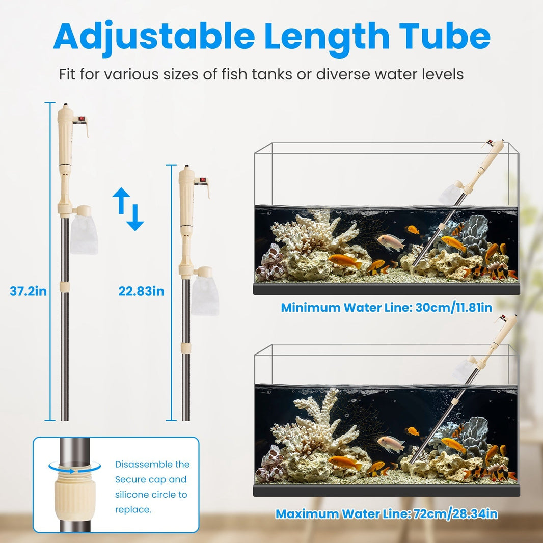 1 Set Multifunctional Electric Aquarium Gravel Cleaner Kit Length Adjustable Automatic Fish Tank Vacuum Cleaner Change Water Wash Sand Filter Dirt Removal EX-STOCK