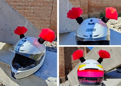 Pink helmet pigtail decoration accessory