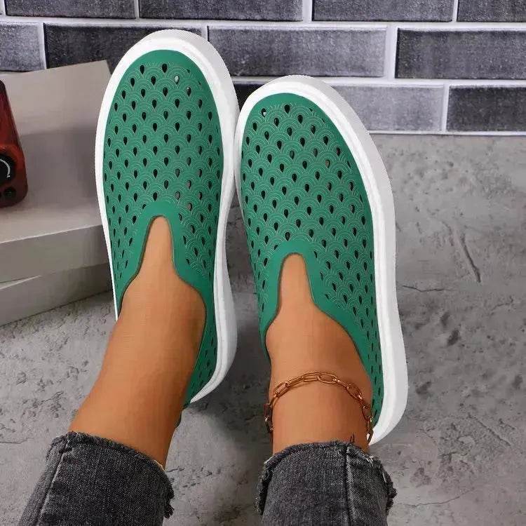Fashion Hollow Flats Shoes Casual Versatile Thick Sole Slip-on Shallow Sneakers Shoes For Women - EX-STOCK Canada