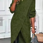 Front Split Winter Sweater Mini Tunic Dress - EX-STOCK CANADA