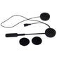 Black motorcycle helmet intercom system on a white background