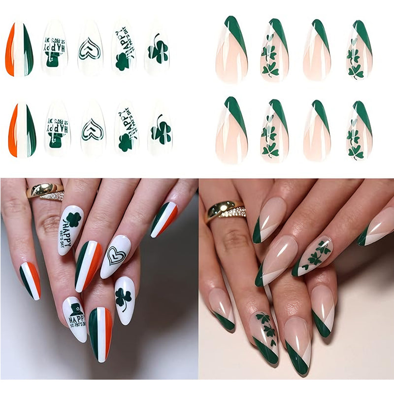 24 PCS Clover Nail Art, Length Long Water Pipe Fake Nails, Had Nail Tips False Nail EX-STOCK Canada 