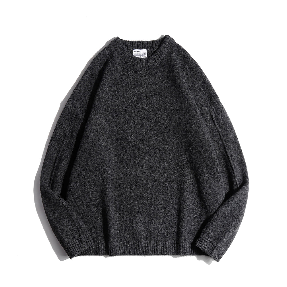 Women's Oversized Crewneck Sweater – Brown & Dark Grey, M–XXL 5