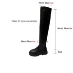 Thick Sole Knee High Boots For Women Chunky Heel Black Long Boots Leather Knight Boots Fashion Winter Shoes - EX-STOCK Canada
