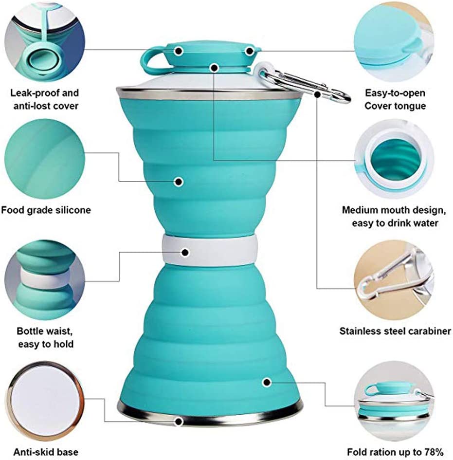 Bouteille d'eau en silicone de 500ML, pliable, étanche, portable, pour sportifs, voyage, randonnée, réutilisable, gadgets de cuisine 