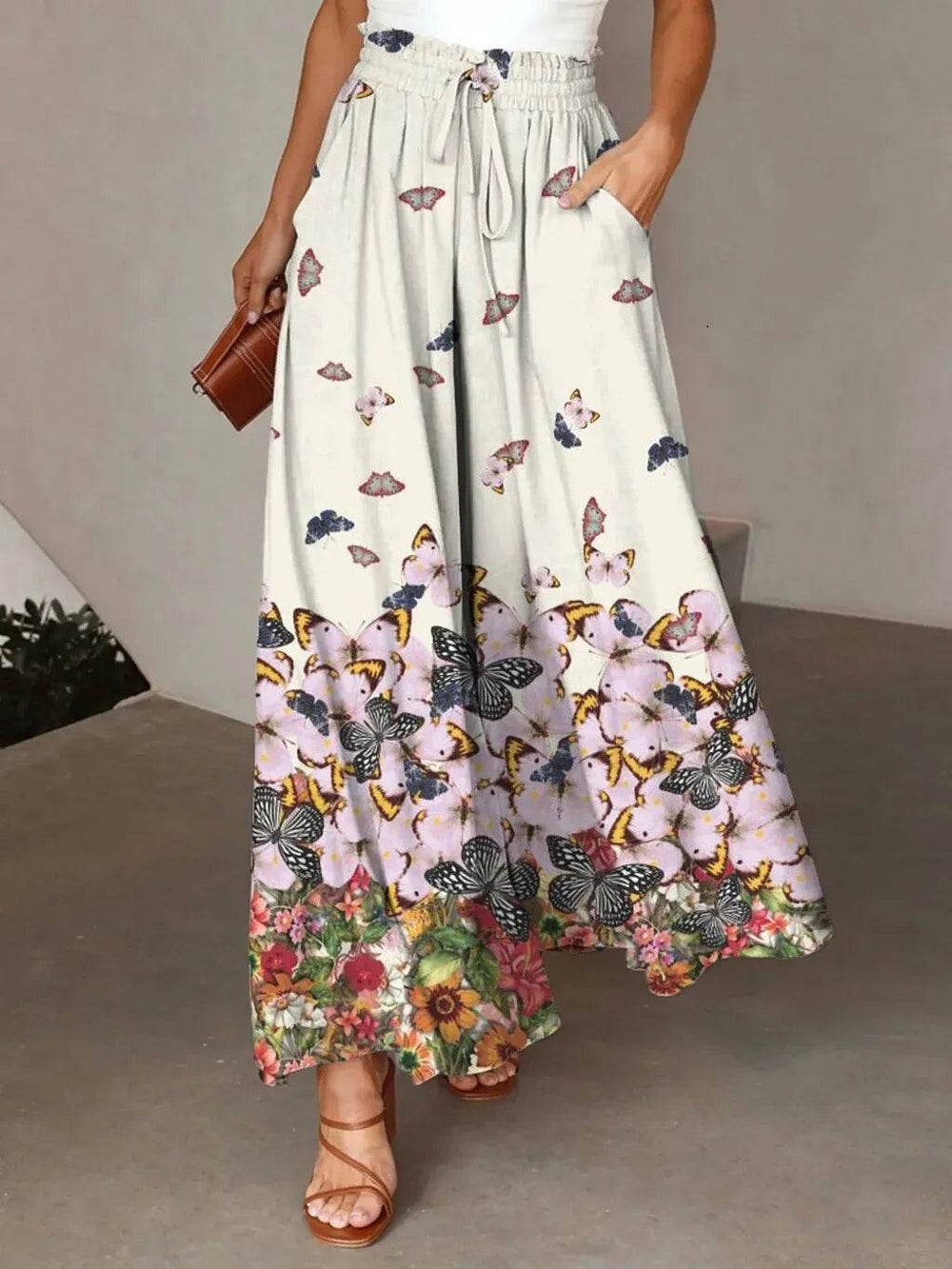 Printed Comfortable Casual High Waist Wide-leg Floral Palazzo Trousers women - EX-STOCK Canada