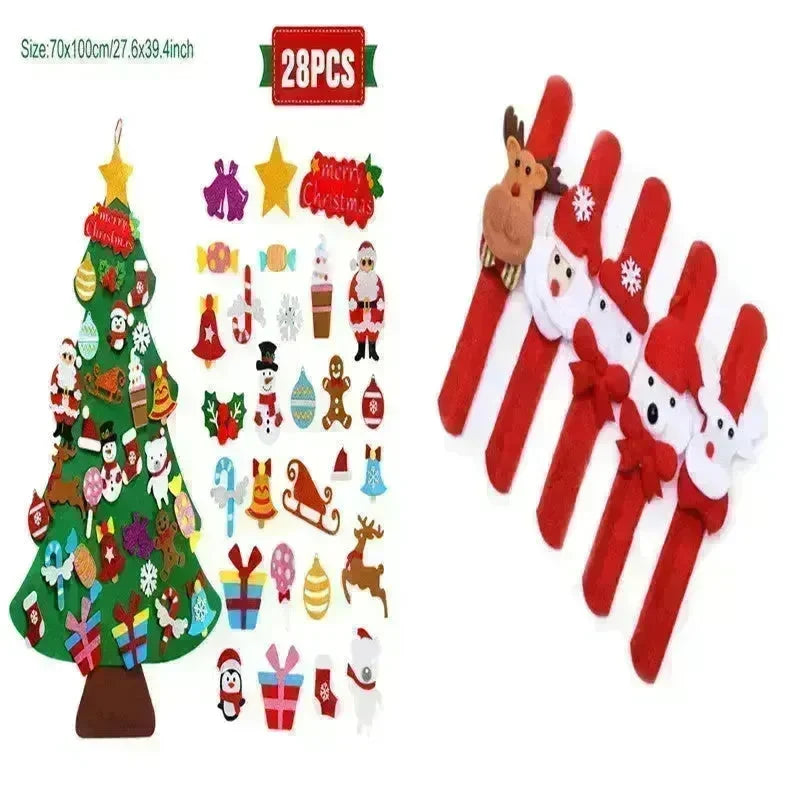 DIY Felt Christmas Tree New Year Toddler Kids Handmade Gift Toys Door Wall Hanging Ornaments Holiday Party Home Decor Set - EX-STOCK CANADA