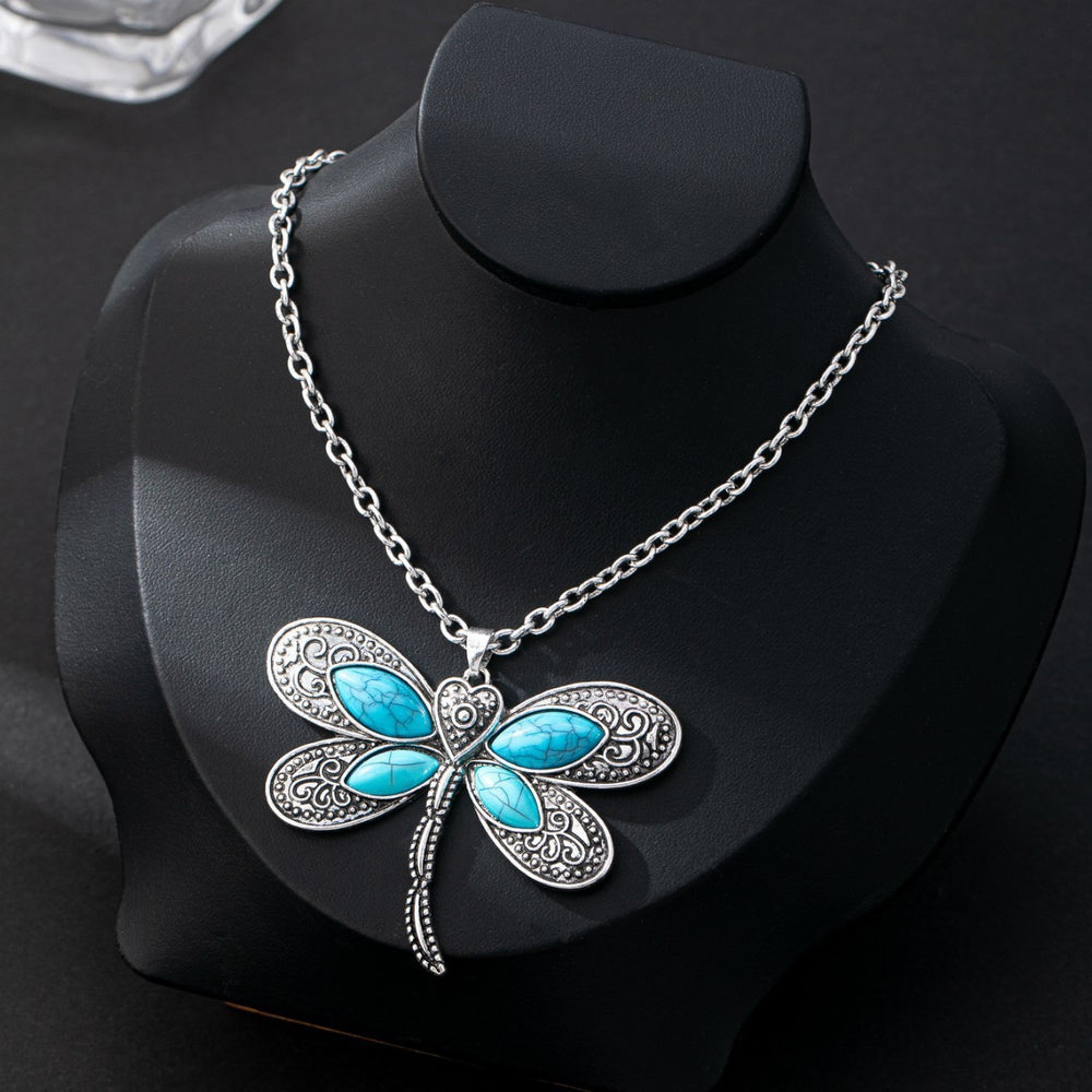 Fashionable Light Luxury Dragonfly Turquoise Pendant Necklace EX-STOCK Canada 