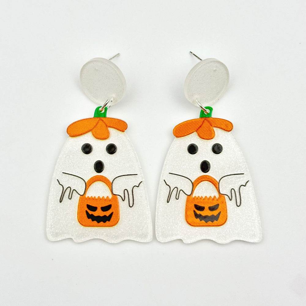 Halloween Day Ornament Colorful Ghost Eyes Funny Acrylic Earrings For Women - EX-STOCK Canada