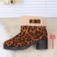 New Foldable Leopard Print Mid-calf Boots Winter Warm Fleece Thick Square Heels Boot For Women Fashion Round-toed Cotton Shoes - EX-STOCK Canada