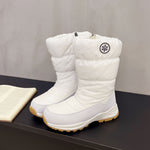 Women's Mid-Calf Snow Boots | Waterproof Puffer Winter Boots White & Black