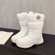Women's Mid-Calf Snow Boots | Waterproof Puffer Winter Boots White & Black
