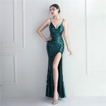 Colorful Sequin Sling Split Sheath Long Dinner Party Dress EX-STOCK Canada 