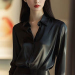 Professional Office Business Retro Unique Chic Satin Silk Blouse shirt Top for women - EX-STOCK Canada