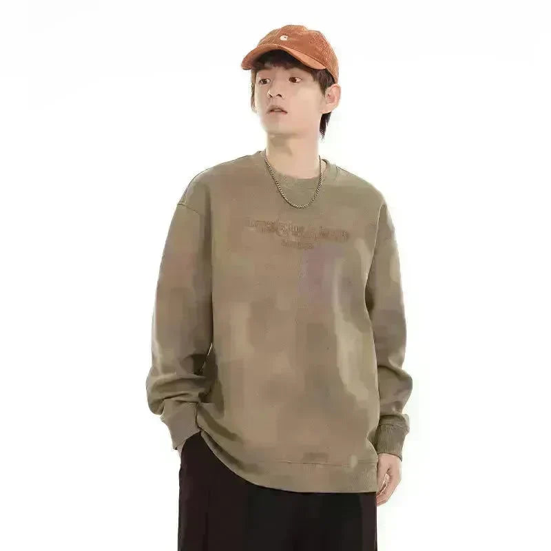 Retro heavy Oversized Crew neck Pullover sweatshirt for men - EX-STOCK CANADA