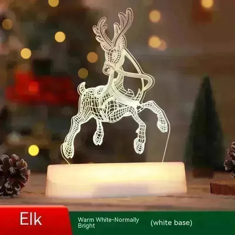 Christmas Decoration 3D Lamp Acrylic LED Night Lights New Year Valentines Day Christmas Kids Gift Christmas Ornaments - EX-STOCK CANADA