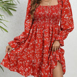 Casual Spring And Summer lantern Sleeve floral Mini Dress - EX-STOCK Canada
