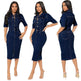 Women's Fashion Personality fitted Denim Hip-wrapped Jeans Midi straight cut front split Dress - EX-STOCK Canada