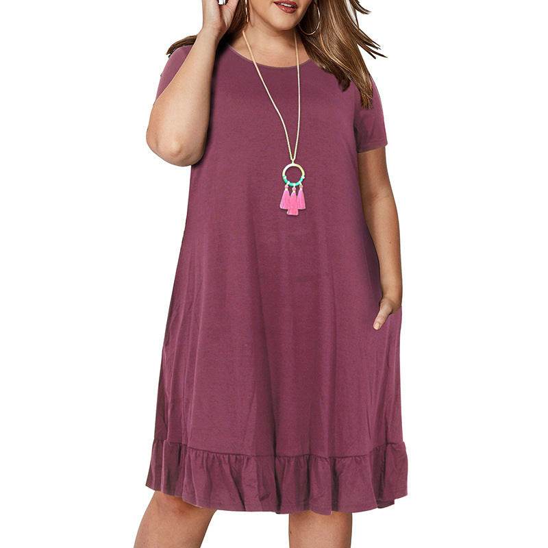 Plus Size Summer Dresses Round neck Short Sleeve Mini dress - EX-STOCK Canada