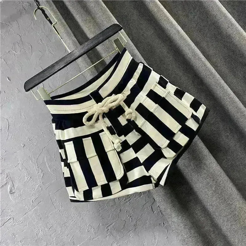 Striped Casual Cargo Shorts Women Hot Pants - EX-STOCK CANADA