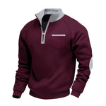 Men's Fleece-lined Heavy-duty Warm Zip-up Stand Collar Patchwork Stylish Casual Long-sleeve Sweatshirt EX-STOCK Canada 