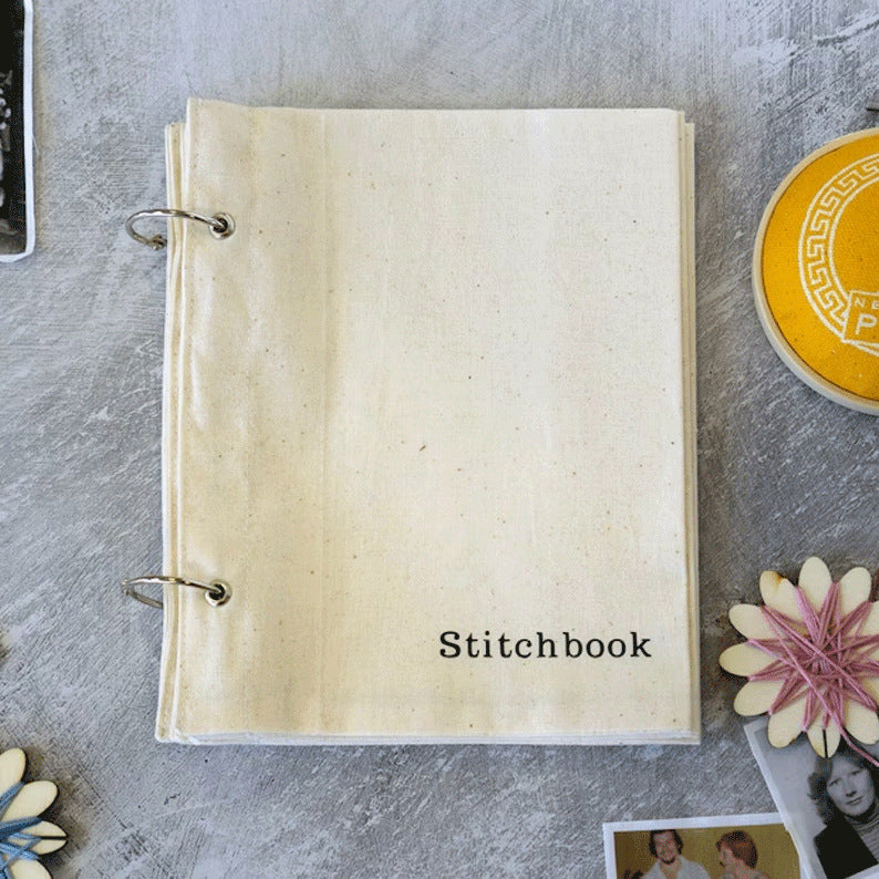 Linen Stitchbook Sketchbook for Painting & Needlework – Beige, Brown, Gray