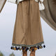 Corduroy Ethnic Style Fur Ball Stitching Brown High Waist Tassel Versatile Maxi Skirt - EX-STOCK Canada