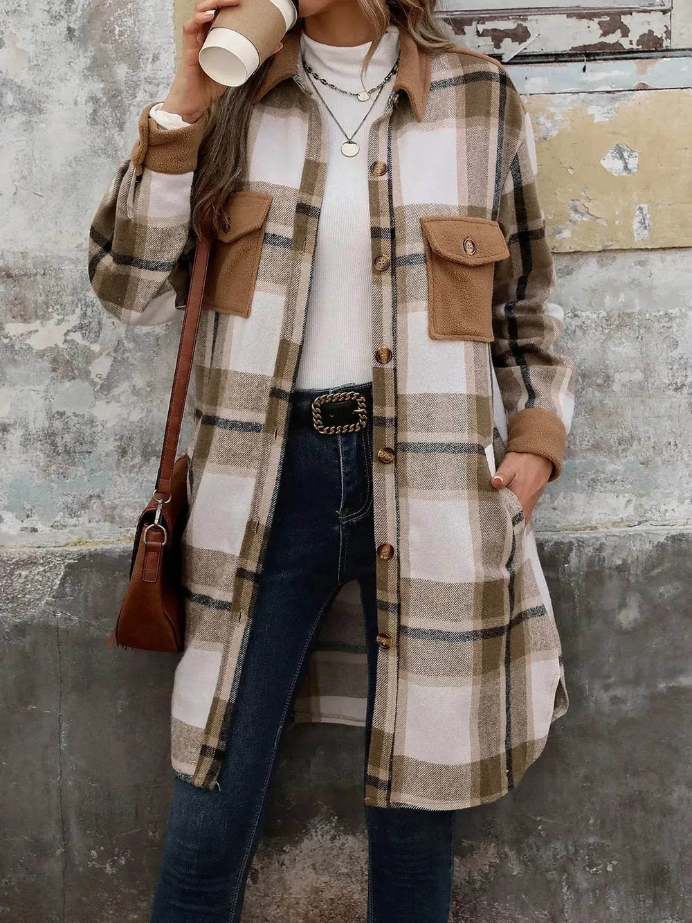 plaid jacket womens outfit Winter cashmere Jacket Outwear for women - EX-STOCK Canada