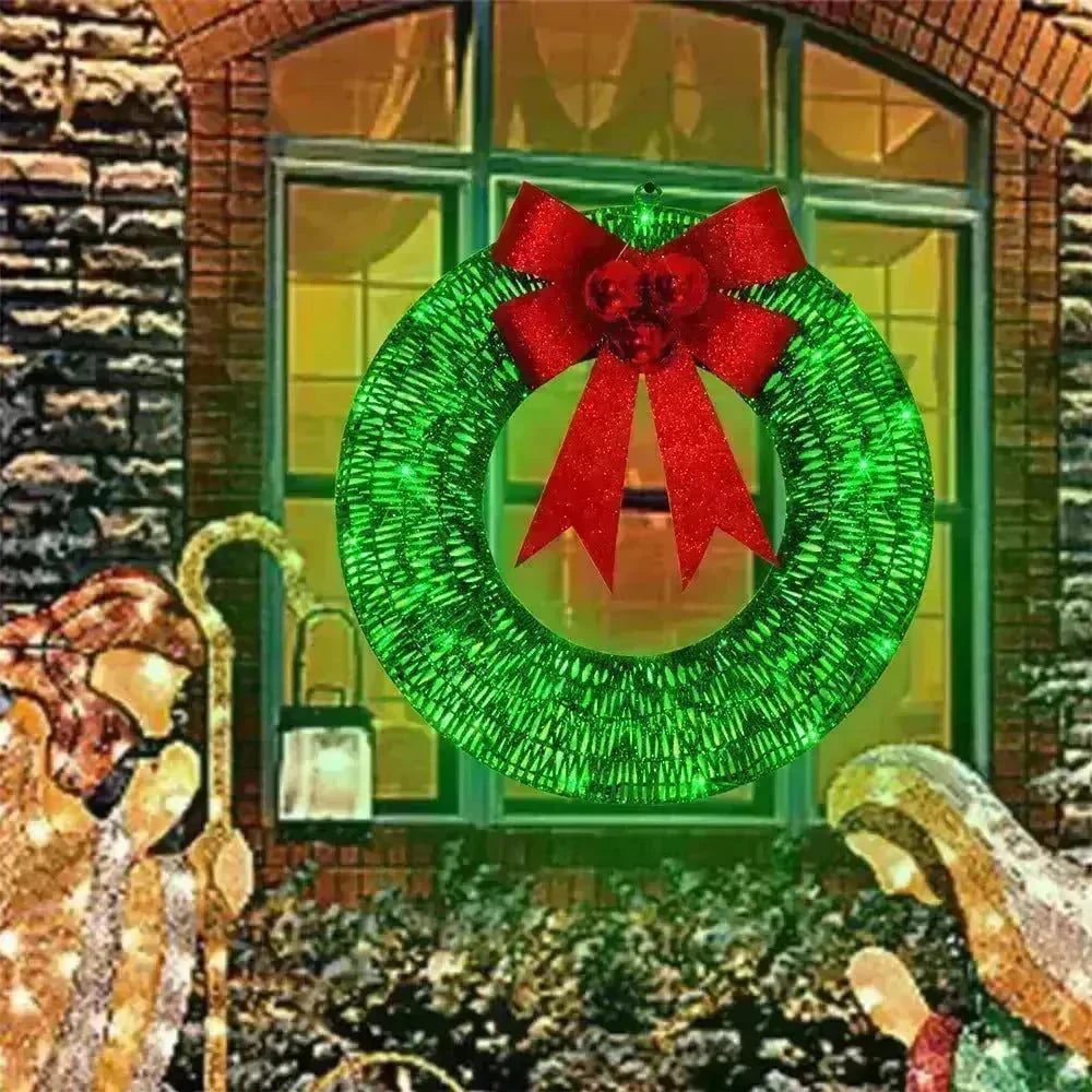 Front Door Wreath Bowknot Luminous LED Light Christmas Garland - EX-STOCK CANADA