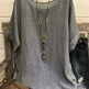 Women Fashion Casual blouse top 3/4 Sleeve Round Neck Blouses Summer Loose linen Tops Streetwear - EX-STOCK CANADA
