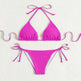 Pure Color Tied Halter Bikini Swimsuit - EX-STOCK CANADA