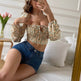 New Spring Summer Boho floral Long sleeve Crop tank top women - EX-STOCK Canada