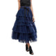 Summer Long Wave Ruffle Layered Ruched High Waist Midi tulle Skirt - EX-STOCK Canada