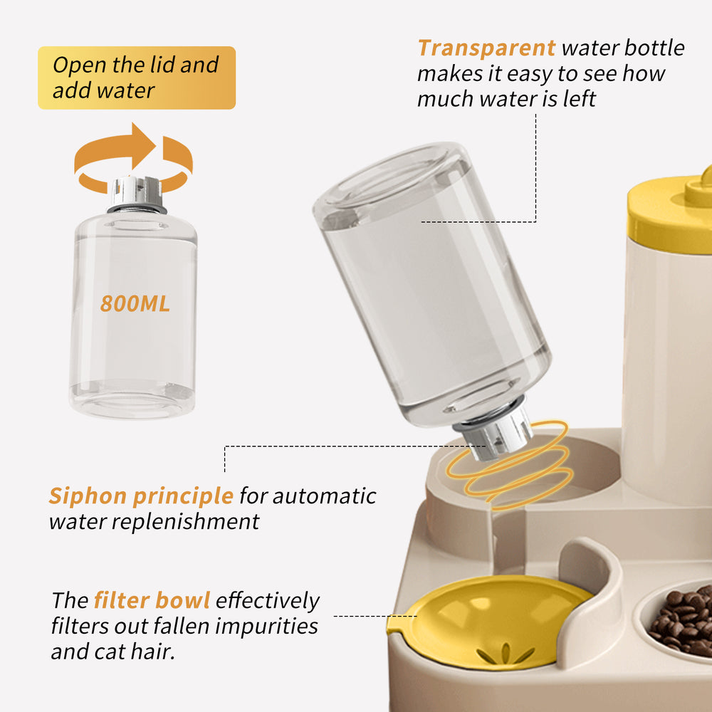 Distributeur de nourriture pour chat 2 en 1 entièrement automatique - Système intégré d'alimentation en eau et en nourriture - Accessoires pour chat, distributeur d'eau mignonEX-STOCK Canada 