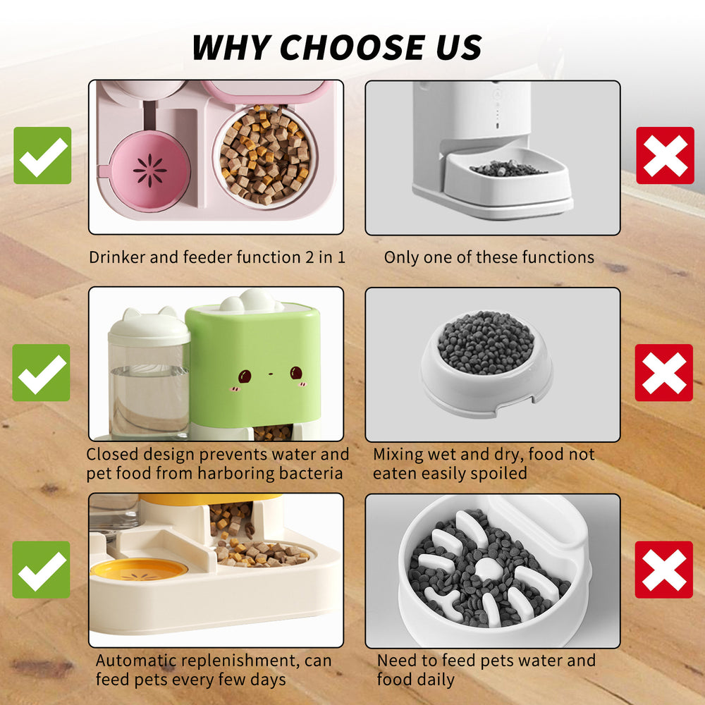 Appareil d'alimentation et d'abreuvement pour animaux en forme de dessin animé rose super mignon, rempli d'éléments adorables, associé à un design réfléchit à grande capacité, résout facilement le problème de la faim et de la soif des animaux pendant les courtes périodesEX-STOCK Canada 