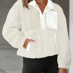 Women's Fashion Sweatshirt Fleece Stand Collar Zipper Pocket Top EX-STOCK Canada 