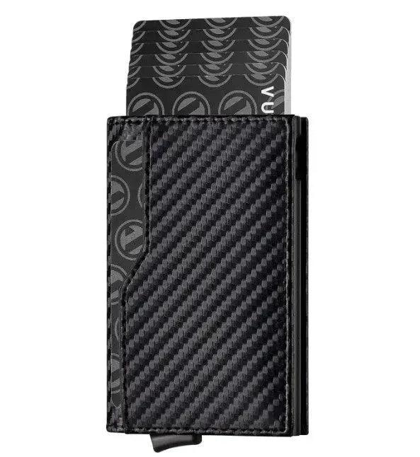Credit Card Case With Double Id Window Rfid Blocking Automatic Leather Up Card Wallet - EX-STOCK CANADA
