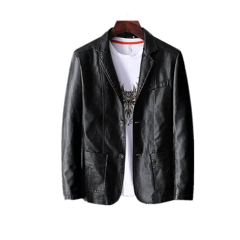 Leather Men's Autumn And Winter Jacket Thin Lapel - EX-STOCK Canada